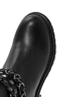 Women's Black Zippered Leather Boots | Derimod