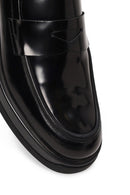 Male Black Thick-Soled Leather Casual Loafer | Derimod