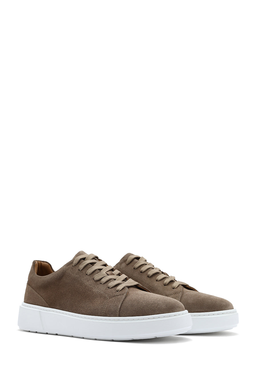 Men's Beige Lace-Up Suede Leather Sneaker