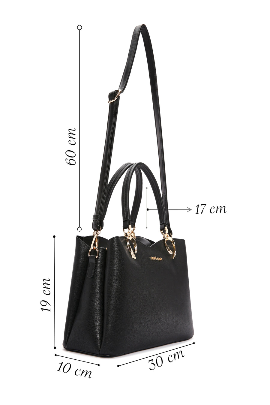 Woman Black Long-Strap Shoulder Bag