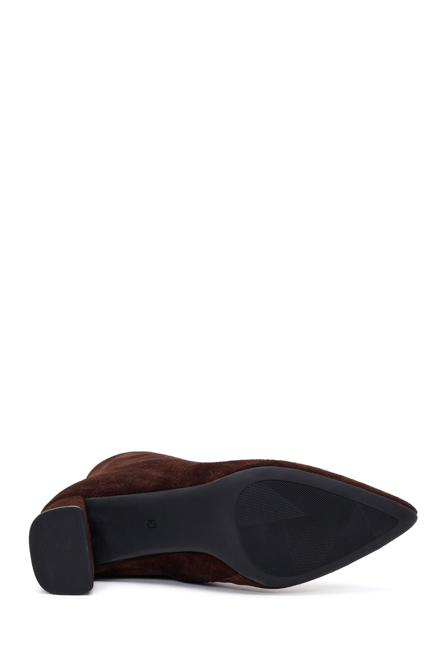 Woman Brown Zip Closure Chunky-Heeled Suede Leather Boots