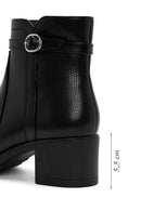 Women's Black Zippered Chunky Heel Boots | Derimod