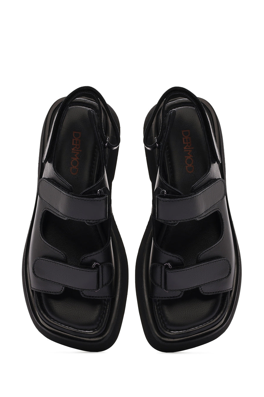 Women's Black Strappy Leather Sandals