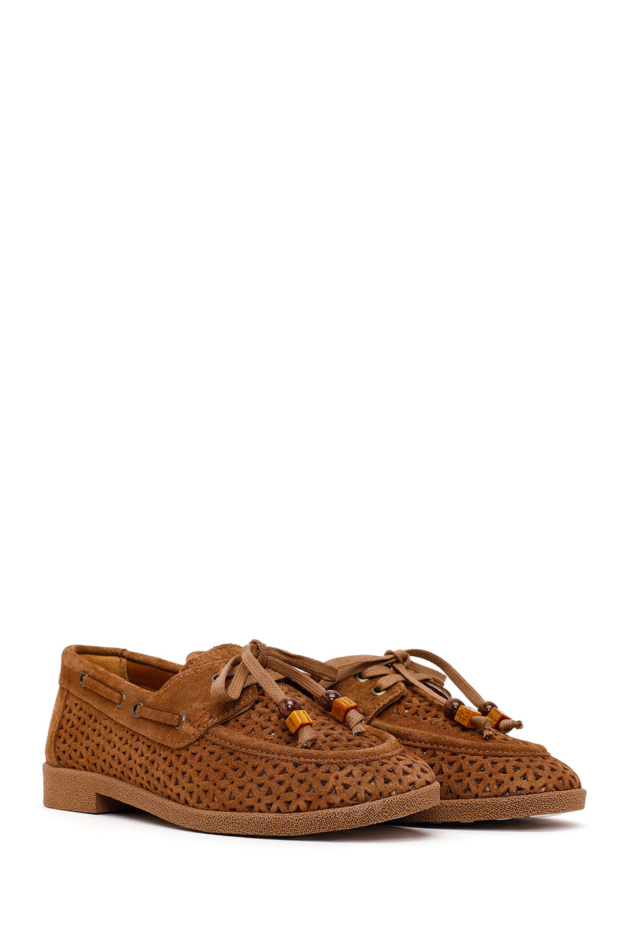 Woman Tan Tasselled Suede Leather Loafer