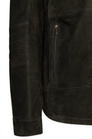 Lorenzo Male Gray Stand Collar Suede Leather Jacket | Derimod