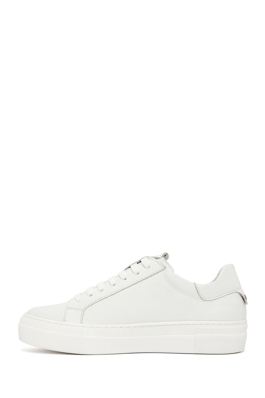 Women's White Lace-Up Leather Sneaker