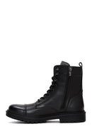 Men's Black Leather Zippered Casual Boots | Derimod