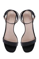 Women's Black Ankle Strap Transparent Heeled Sandals | Derimod