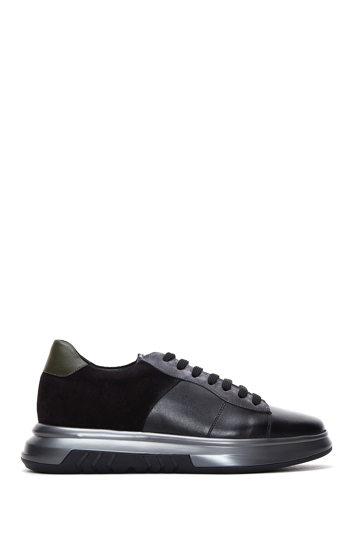 Men's Black Leather Thick Soled Sneaker 22WFD636114 | Derimod