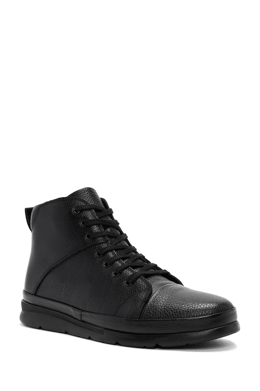 Men's Black Zippered Leather Sports Boots