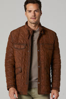 Lukaku Men's Cognac Leather Coat | Derimod