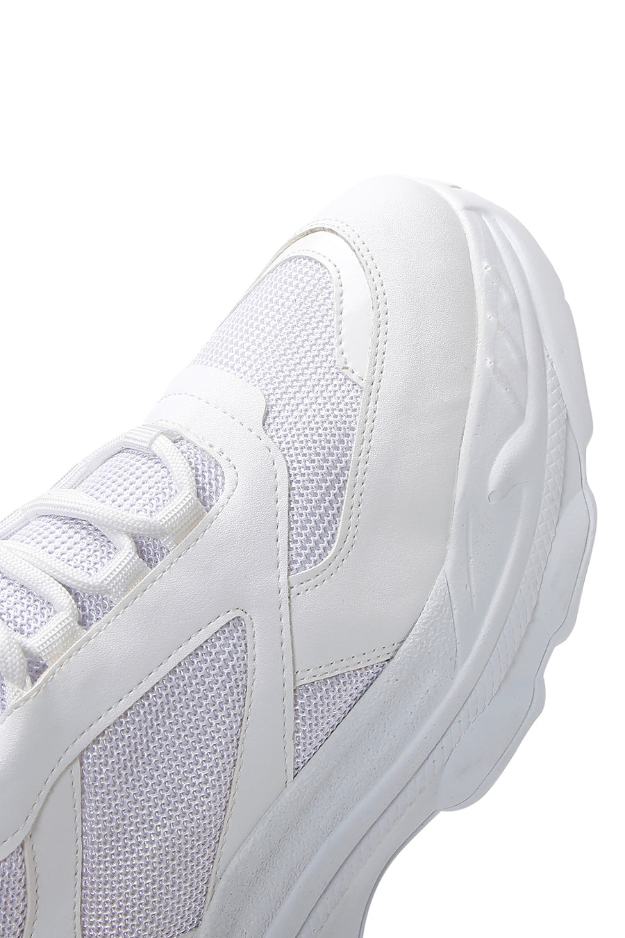 Women's White Lace-Up Thick Soled Sneaker