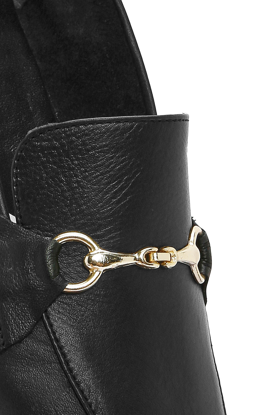 Kadın Siyah Deri Maskülen Loafer