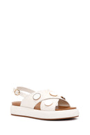 Women's Cream Ankle Strap Leather Sandals | Derimod