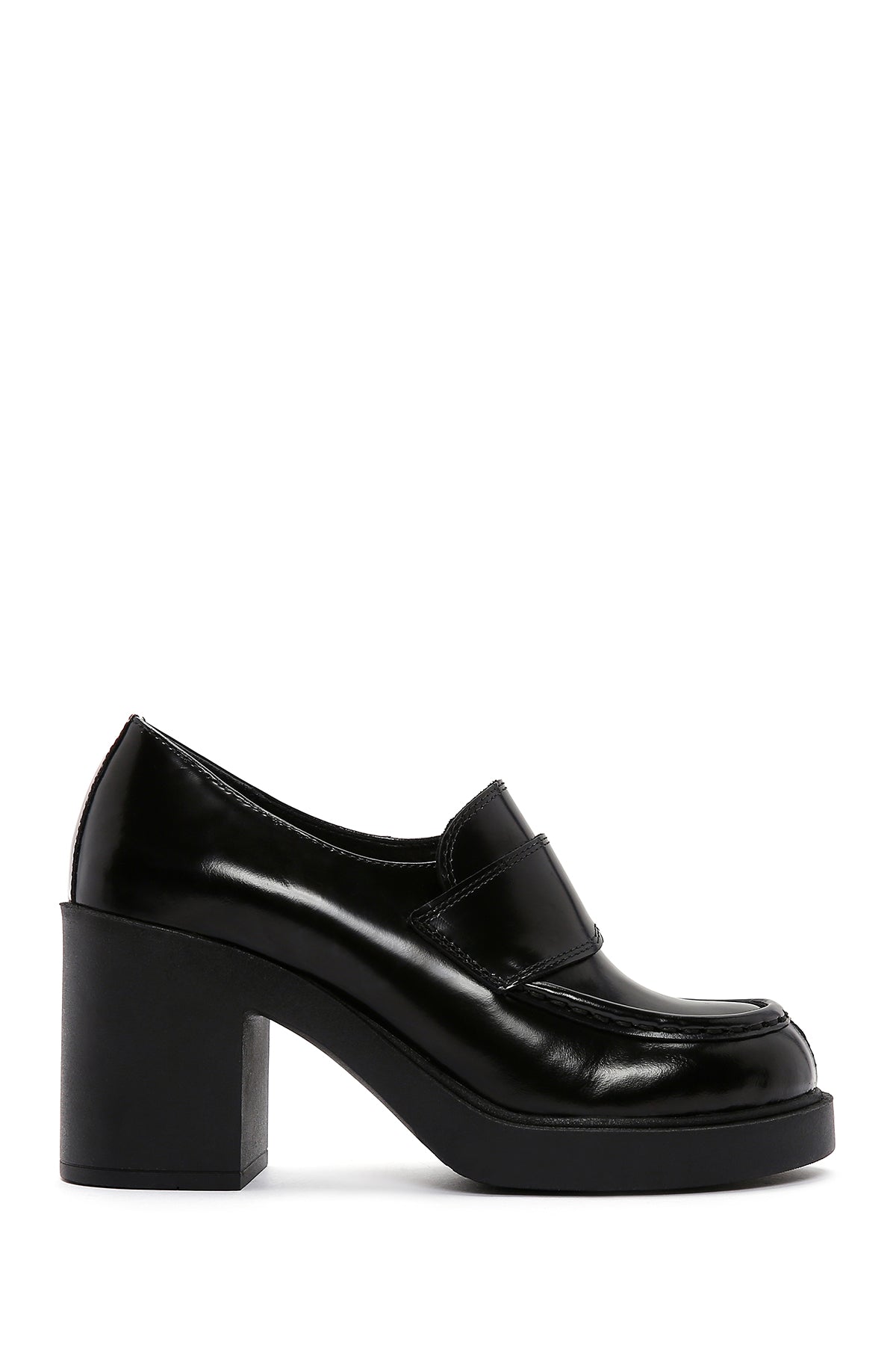 Women's Black Patent Leather Heeled Loafer 23WFD140722 | Derimod