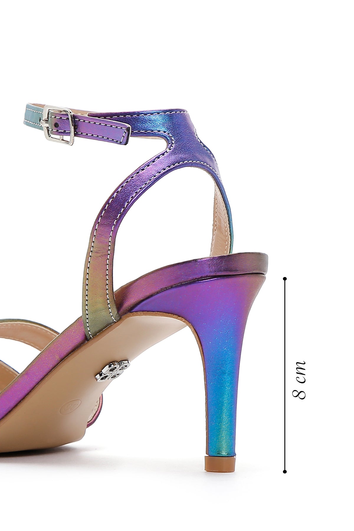 Kadın Mavi Bilekten Bantlı Topuklu Sandalet