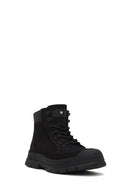 Men's Black Lace-Up Zipper Nubuck Leather Casual Boot | Derimod