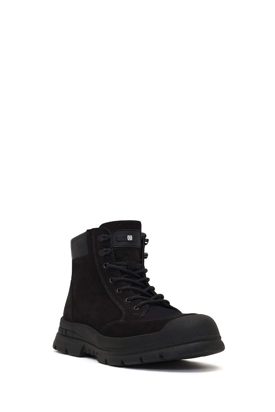 Men's Black Lace-Up Zipper Nubuck Leather Casual Boot