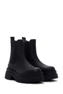 Women's Black Thick Soled Chelsea Leather Boots | Derimod