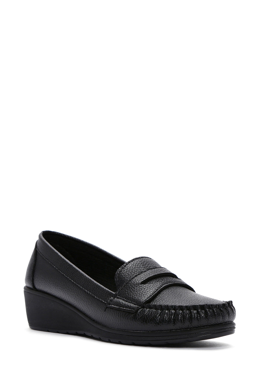 Kadın Siyah Dolgu Topuklu Loafer