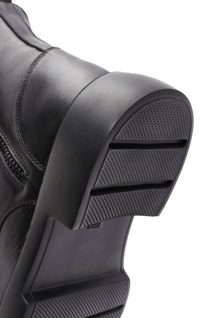 Men's Black Zippered Leather Casual Boots