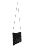 Woman Black Chain-Strap Patterned Clutch Bag | Derimod