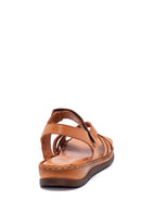 Women's Tan Leather Comfort Sandals | Derimod