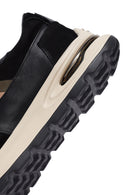 Men's Black Lace-Up Thick Sole Leather Sneakers | Derimod