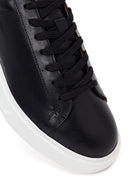 Erkek Siyah Bağcıklı Kalın Tabanlı Deri Sneaker | Derimod
