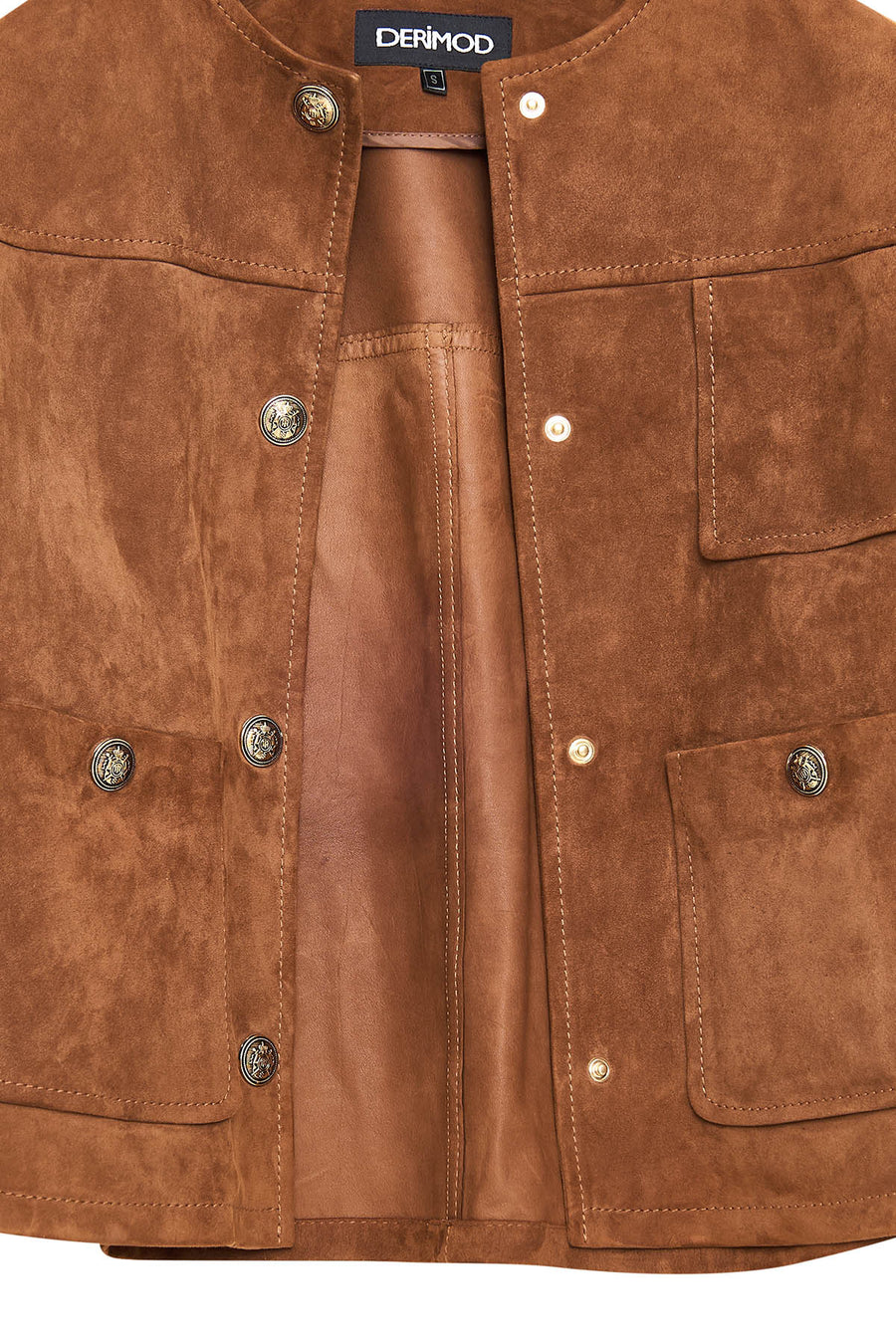 Lavinia Women's Brown Short Suede Leather Jacket
