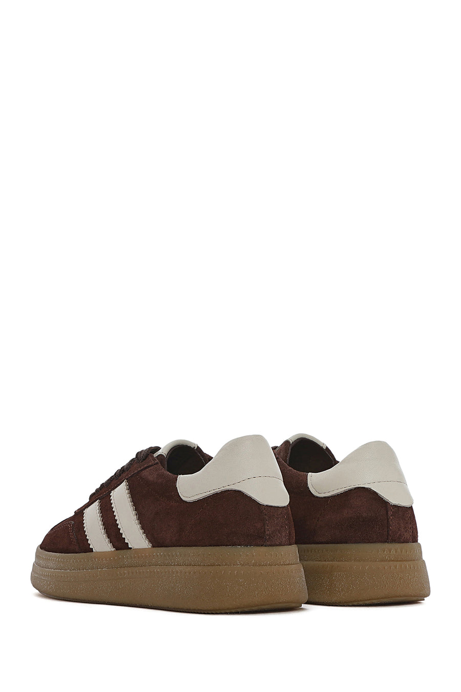 Woman Brown Lace-Up Suede Leather Sneaker