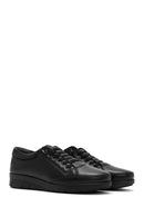 Woman Black Leather Comfort Shoes | Derimod