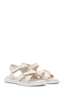 Women's Beige Leather Comfort Sandals | Derimod