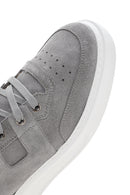 Men's Gray Thick Sole Lace Up Suede Leather Sneaker | Derimod