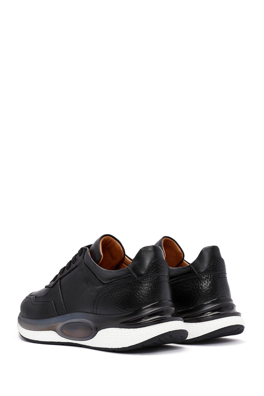 Men's Black Lace-up Leather Sneaker