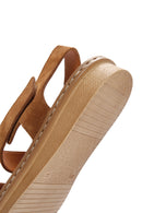 Women's Tan Strap Suede Leather Sandals | Derimod