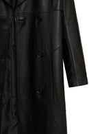 Natalia Women's Black Leather Trench Coat | Derimod