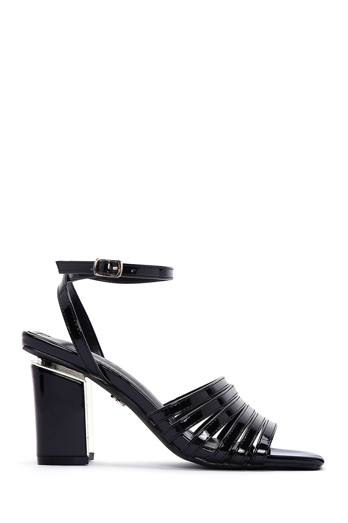 Kadın Siyah Rugan Bilekten Bantlı Topuklu Sandalet 23SFE451816 | Derimod