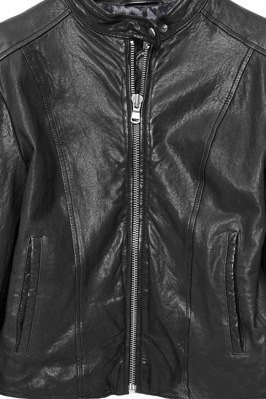 Escape Women's Black Short Leather Jacket