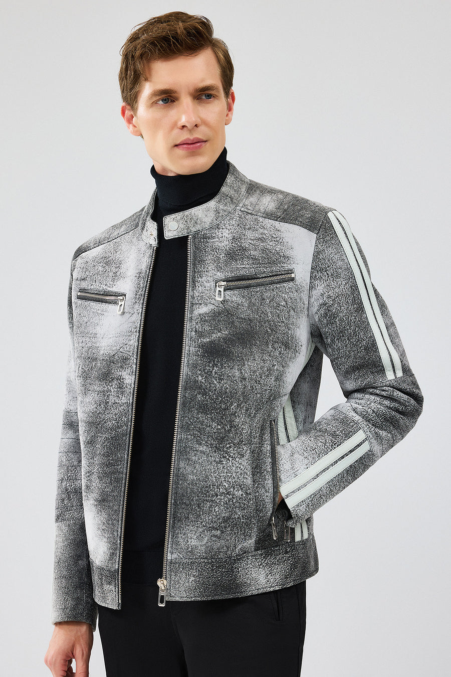 Carrera Men's Gray Nubuck Leather Sport Jacket