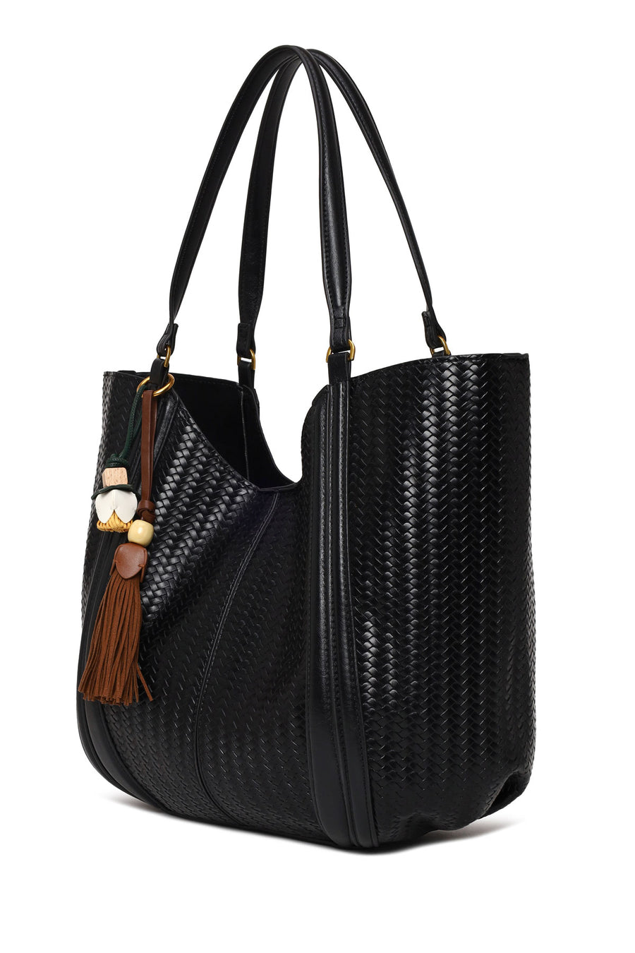 Kadın Siyah Aksesuarlı Baskılı Omuz Çantası