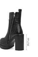 Women's Black Zipper High Thick Heel Boots | Derimod