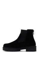 Women's Black Zippered Suede Leather Chelsea Boots | Derimod