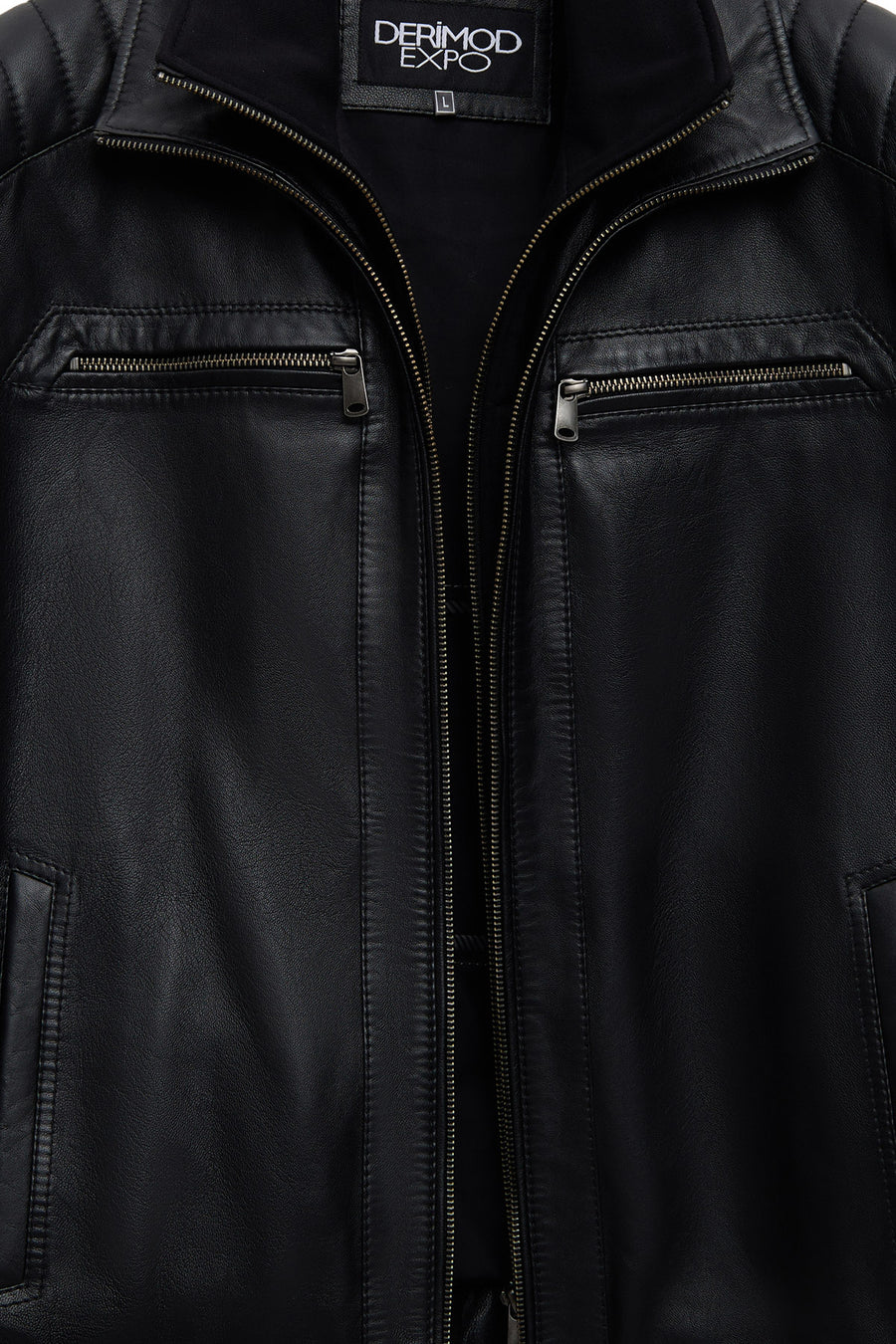 Elton Men's Black Turn-Down Collar Leather Jacket