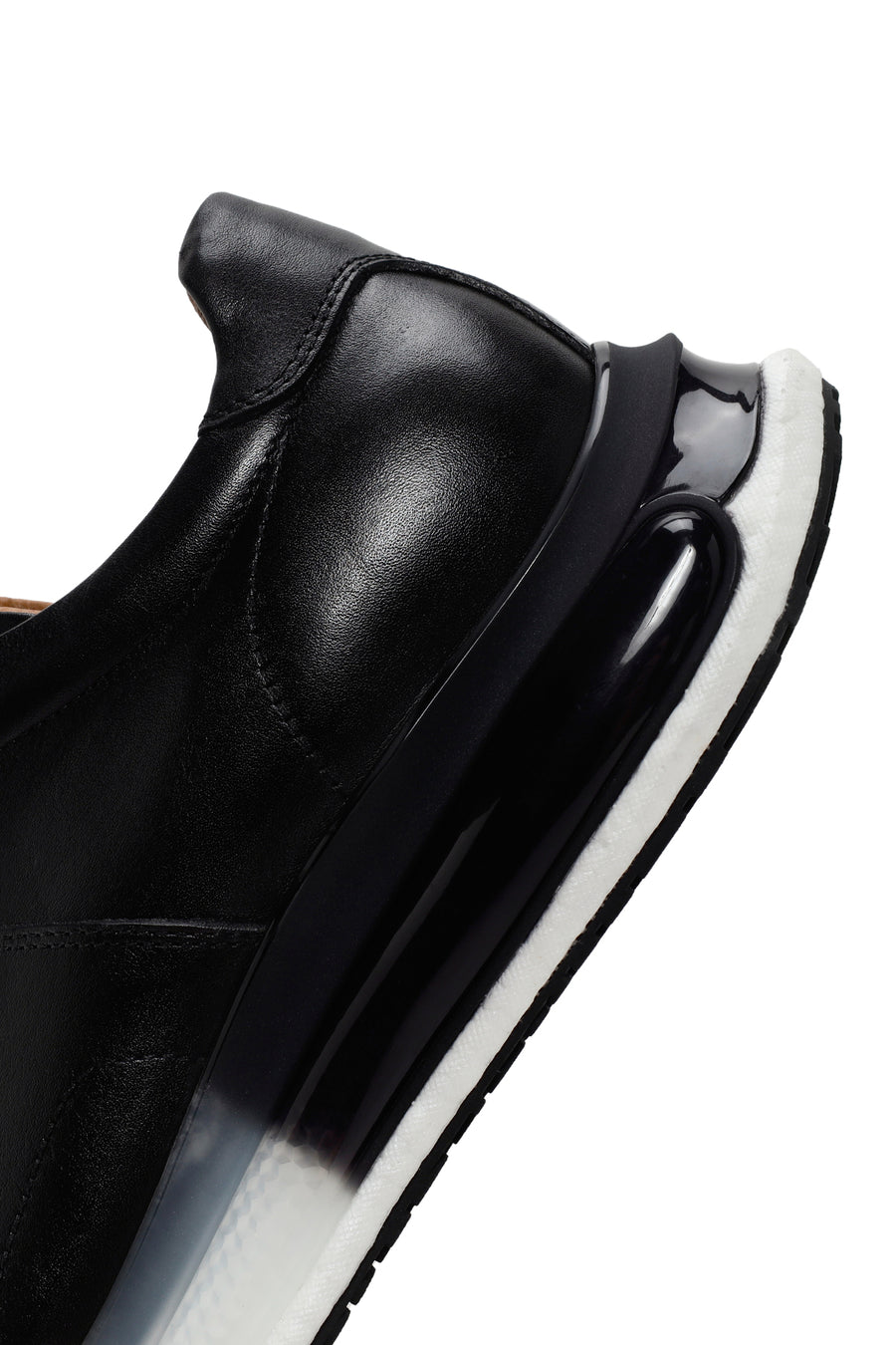 Men's Black Thick Sole Lace Up Leather Sneaker