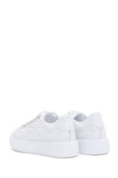 Women's White Leather Quilted Thick Soled Sneaker | Derimod