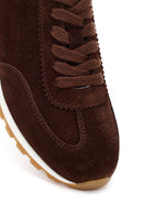 Women's Brown Lace-up Suede Leather Sneaker | Derimod