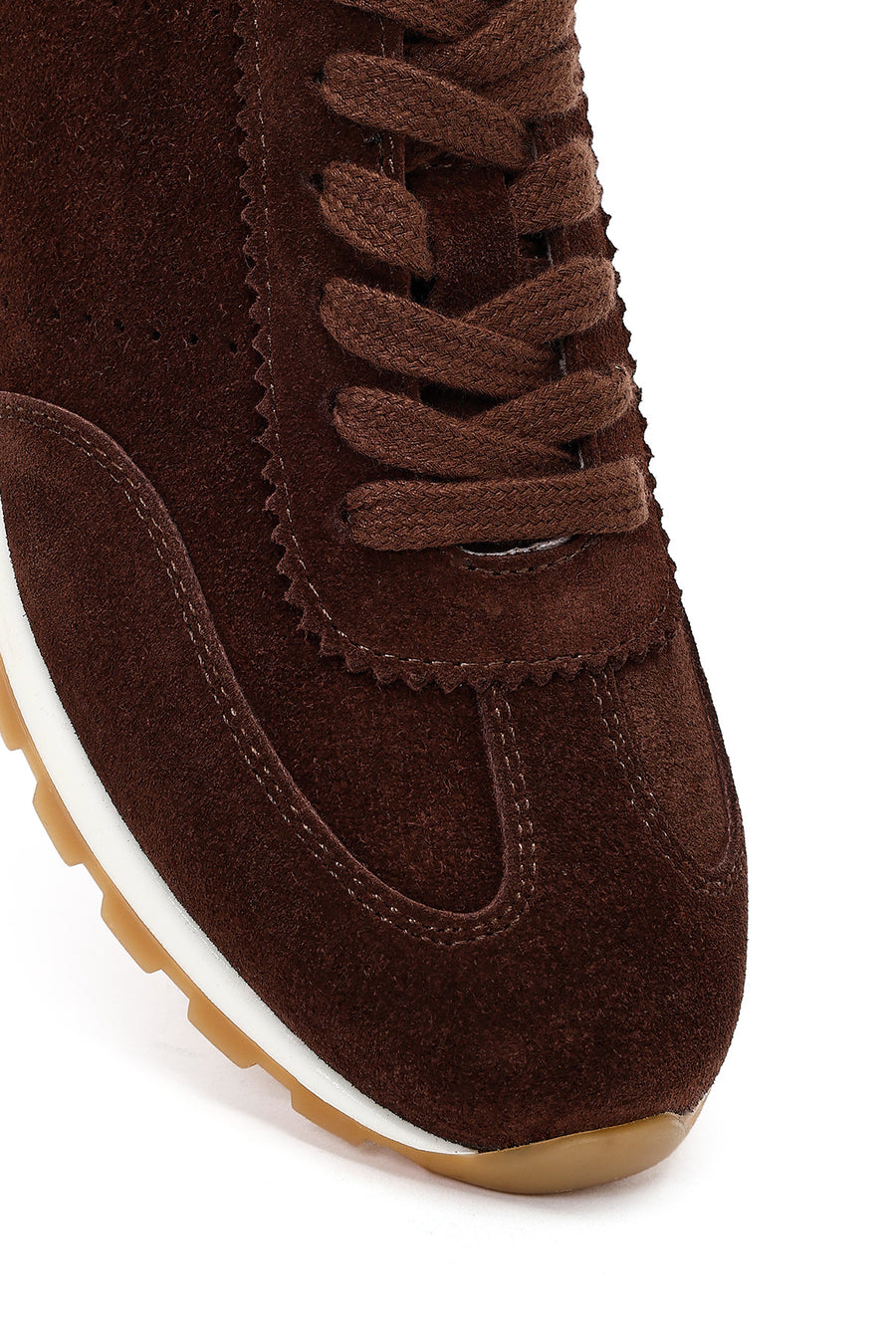 Kadın Kahverengi Bağcıklı Süet Deri Sneaker
