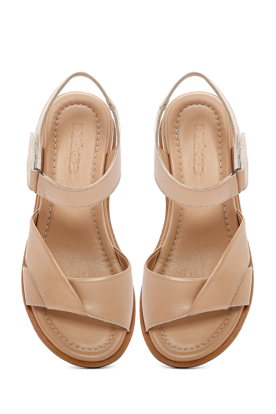 Women's Beige Strappy Leather Sandals