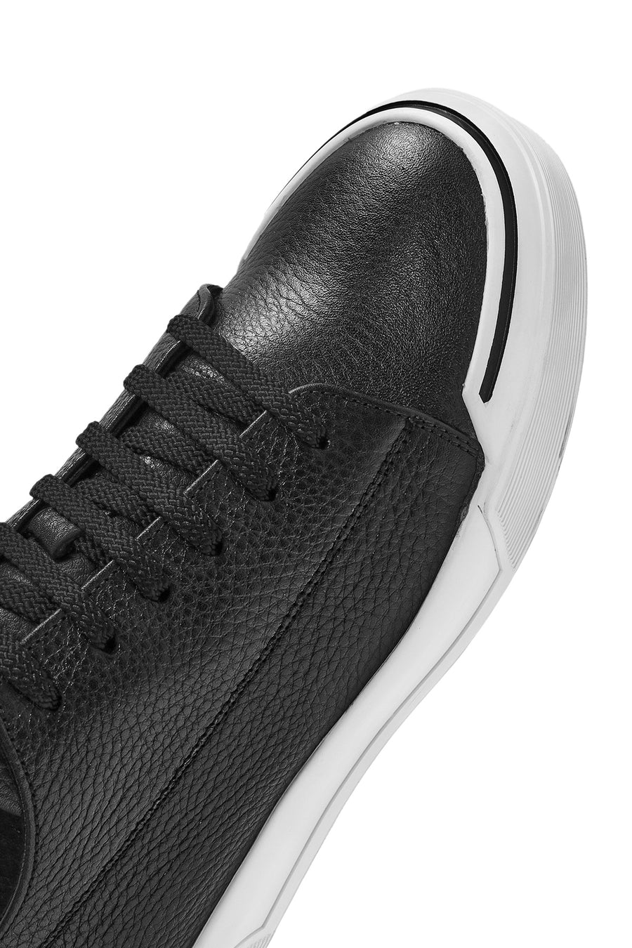 Men's Black Lace-up Leather Sneaker